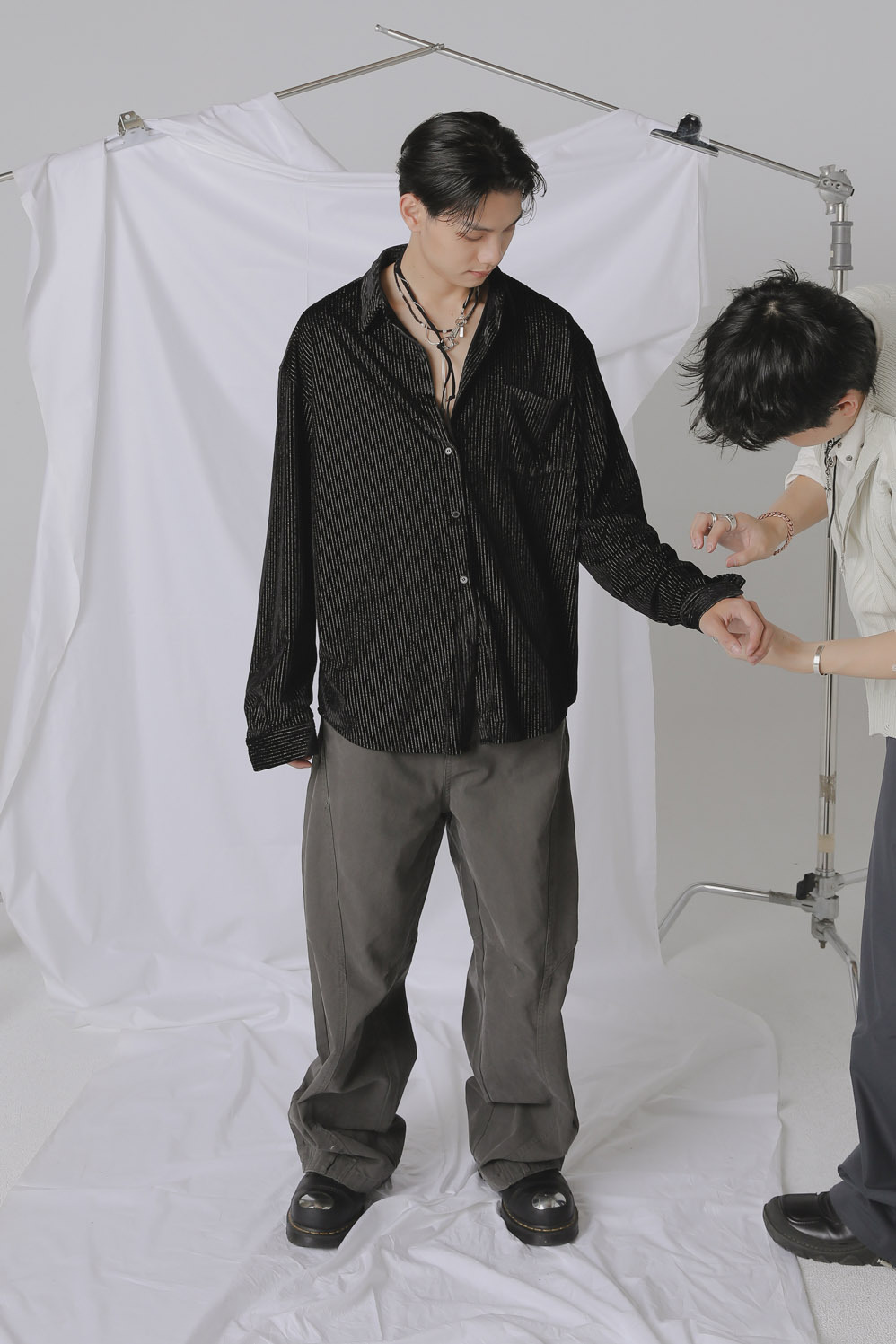 Carol Velvet Striped Shirt #長襯衫