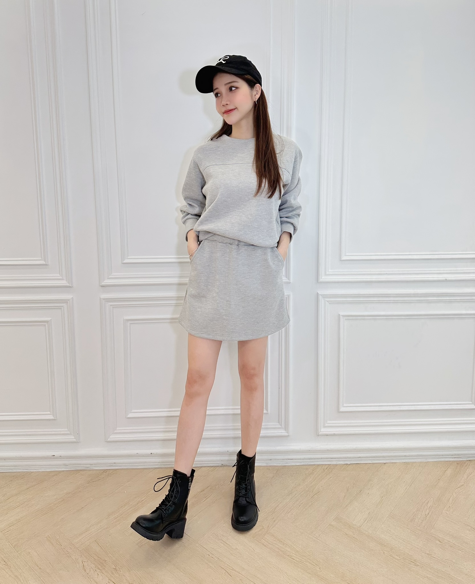 (舒適感)棉料短裙套裝