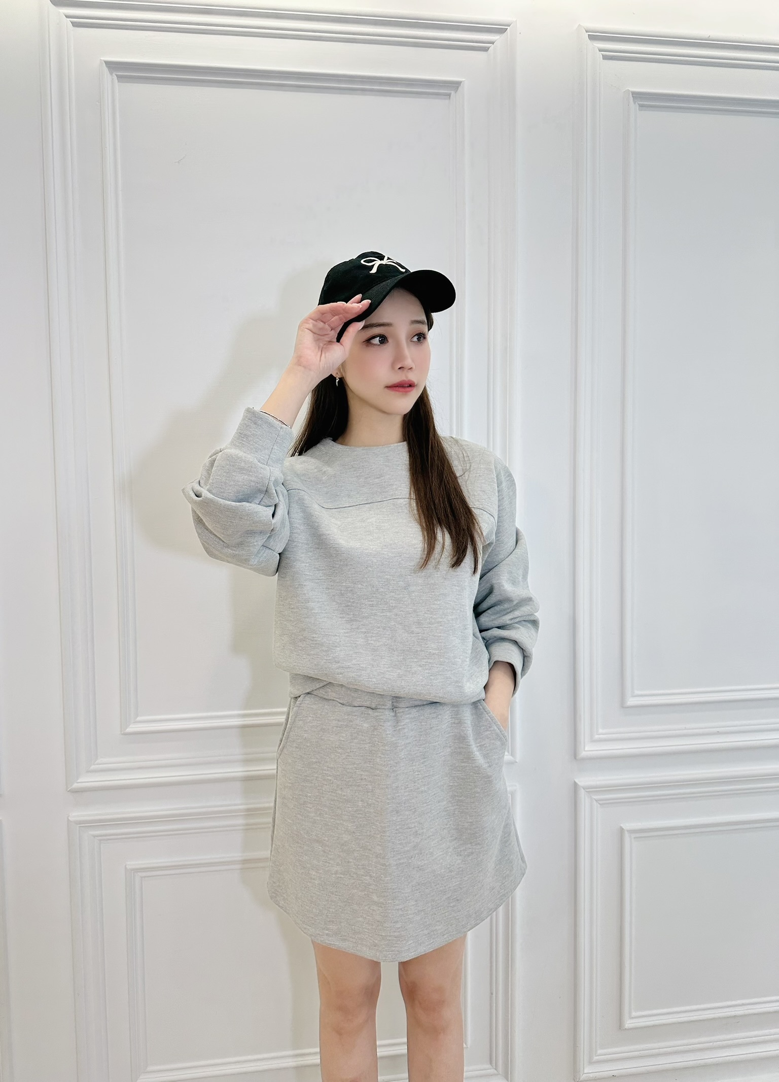 (舒適感)棉料短裙套裝