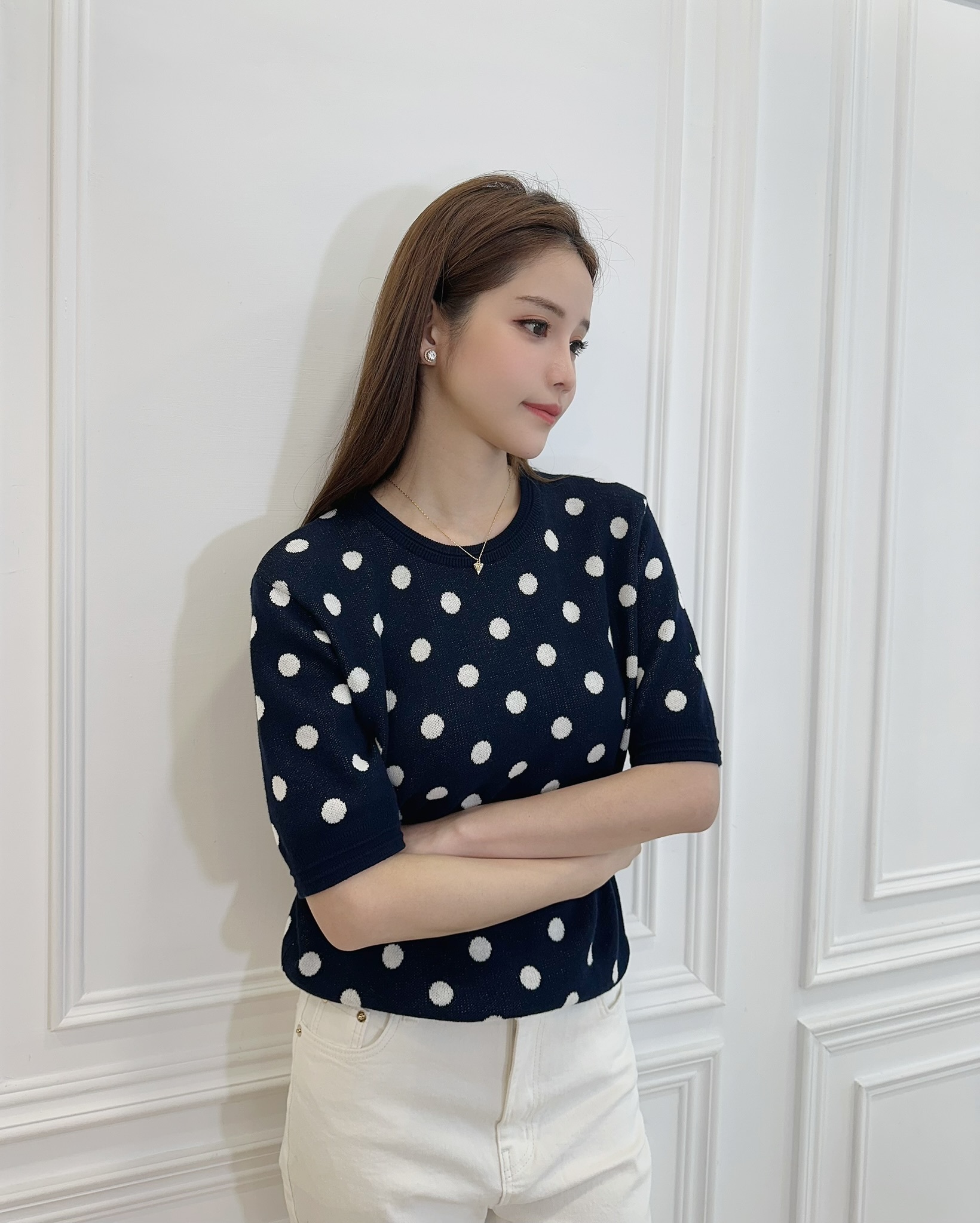 點點針織短袖上衣