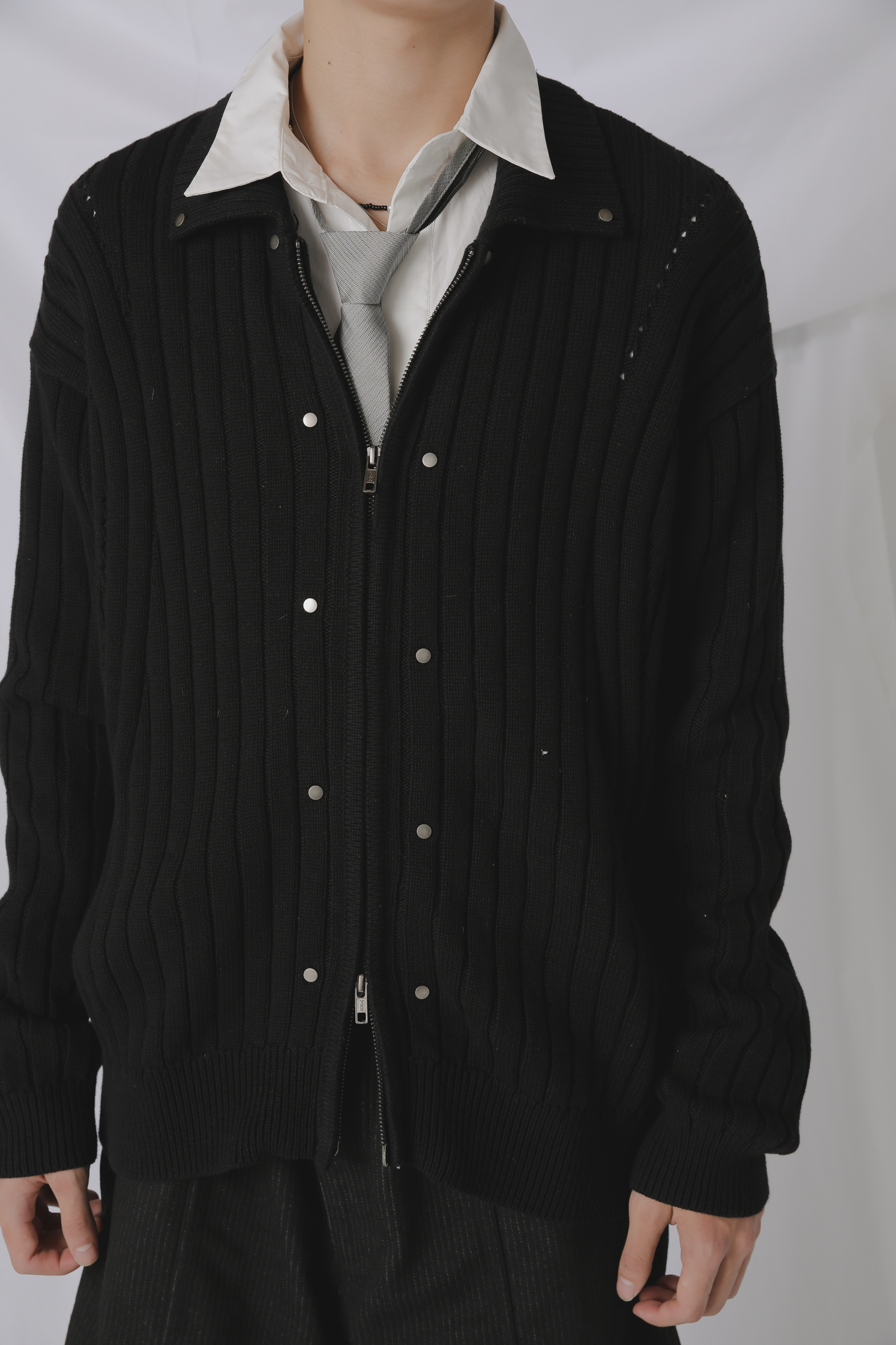 Rivet Knit Zip Up #外套