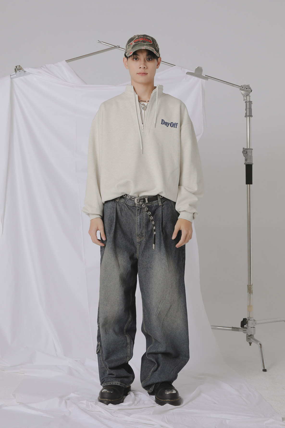 Side Pocket Wide Denim Pants #牛仔褲