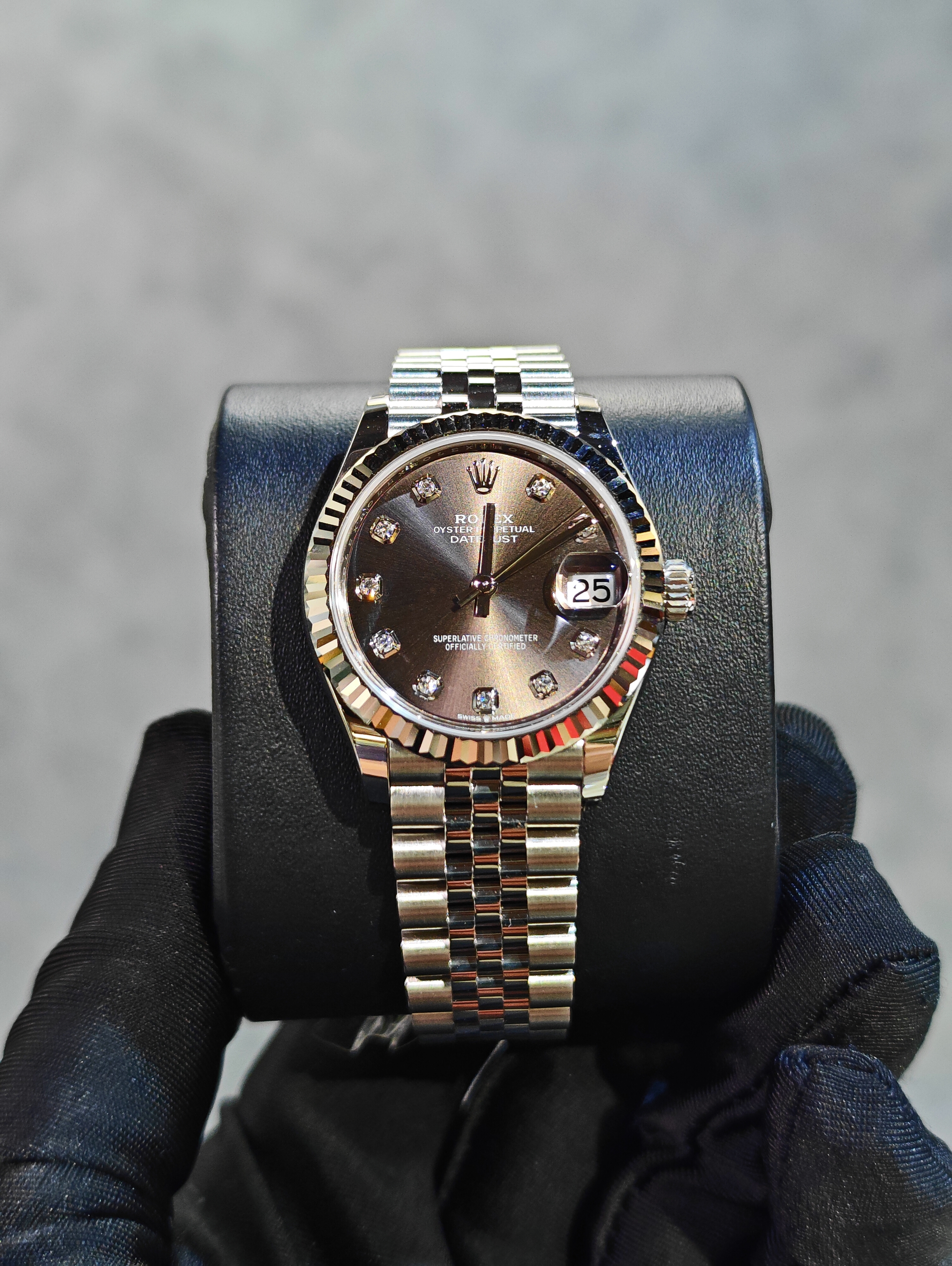 BRAND NEW ROLEX 278274G GREY DIAL DATEJUST 31 JUBILEE STRAP WHITE GOLD STEEL 31 MM