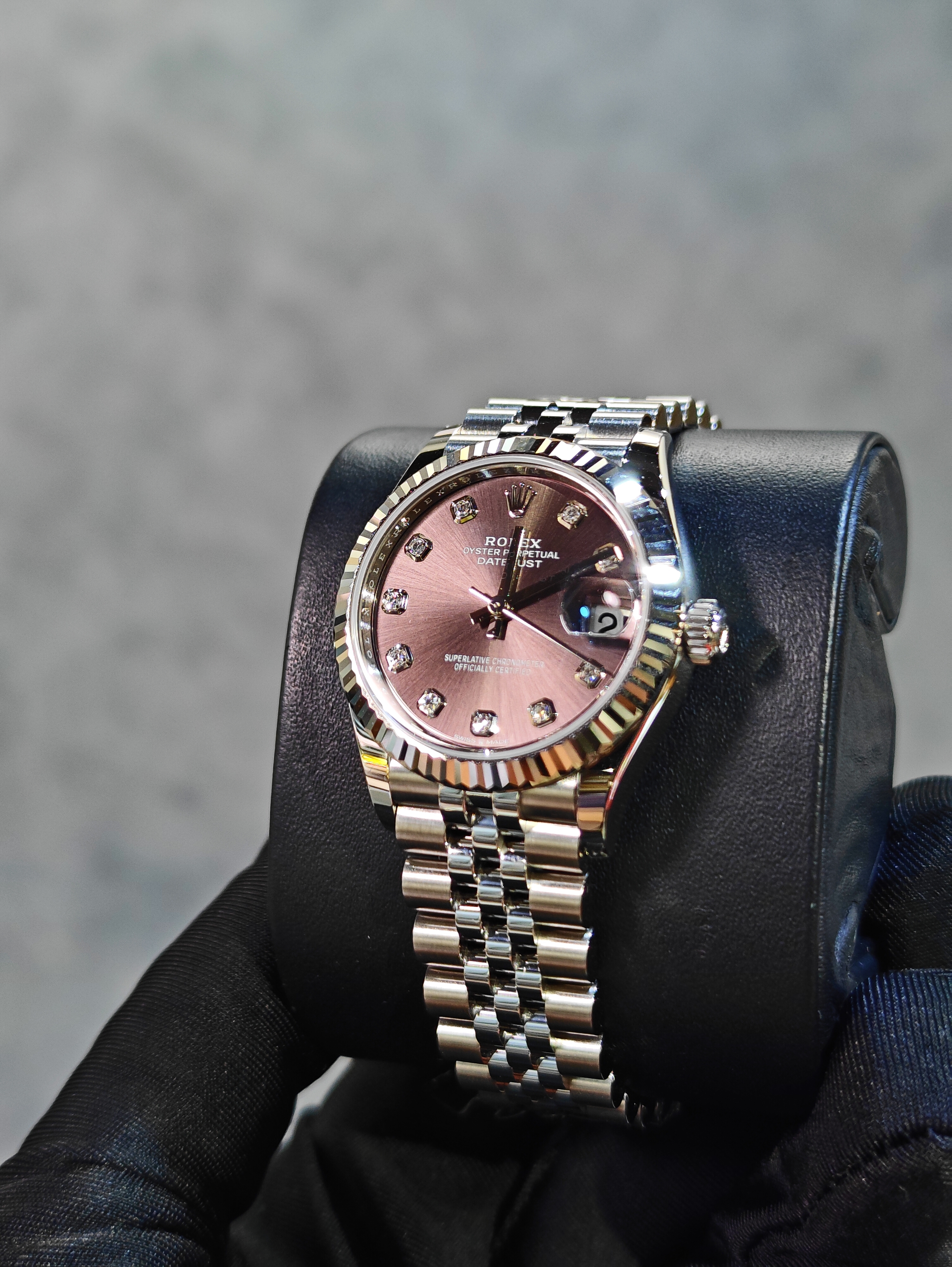BRAND NEW ROLEX 278274G GREY DIAL DATEJUST 31 JUBILEE STRAP WHITE GOLD STEEL 31 MM