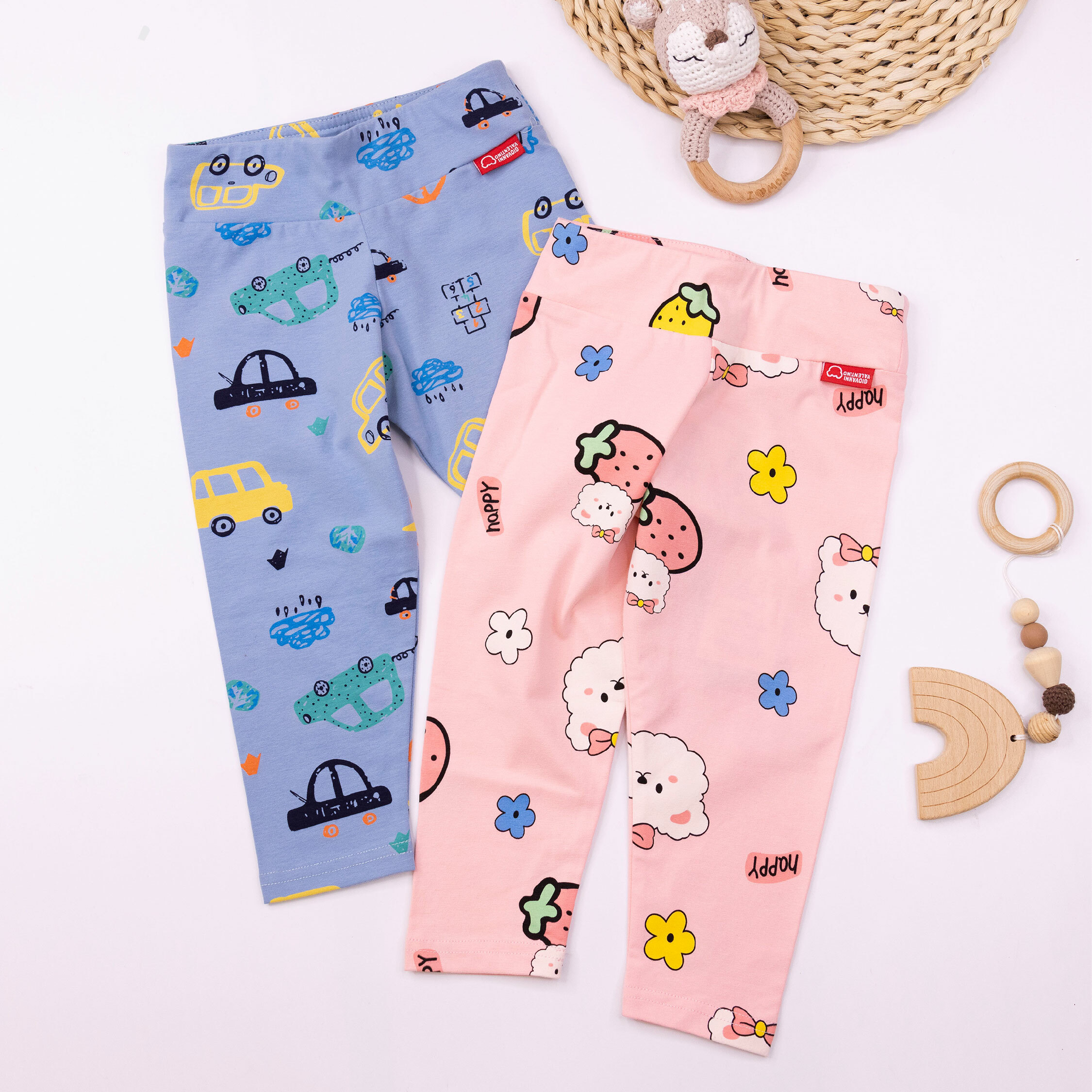 范侖鐵諾【52041】草莓狗狗與車車塗鴉長褲/內搭褲＊二色