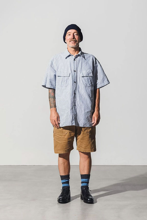 FUJITO - 短袖條紋襯衫