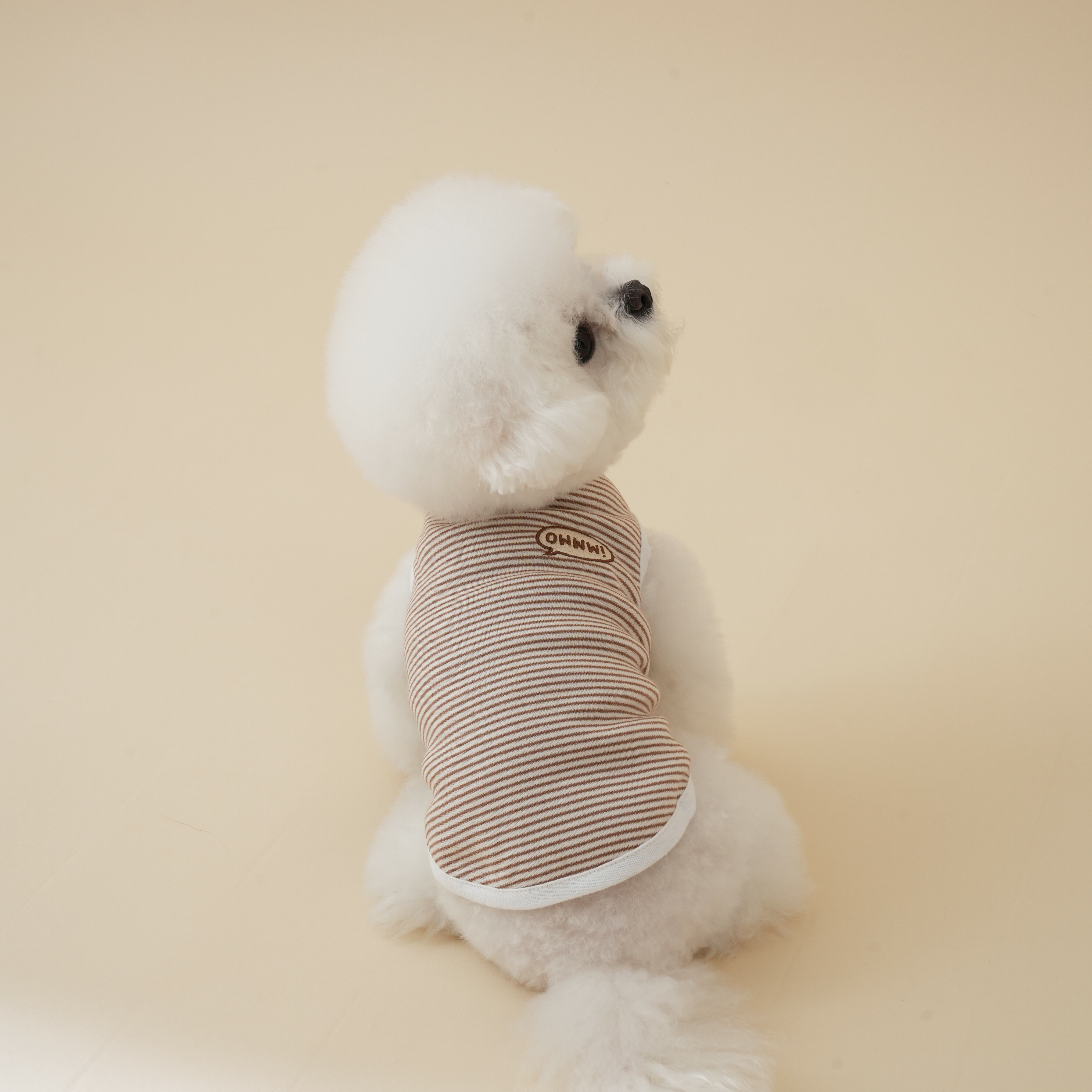 OWWW STUDIO x BLUEBERRY 有機棉背心 (細棕色條紋）