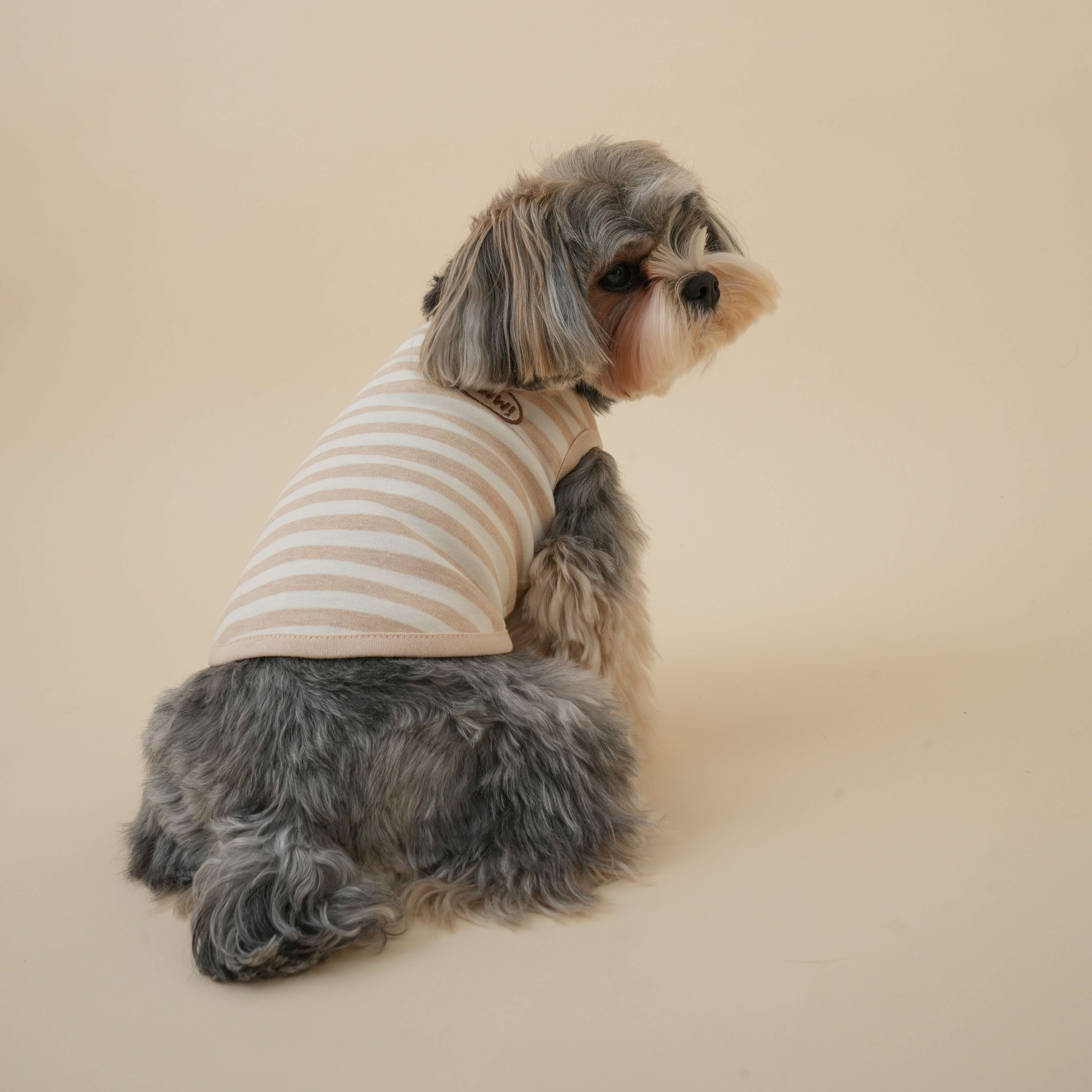 OWWW STUDIO x BLUEBERRY 有機棉背心(粗卡其條紋）