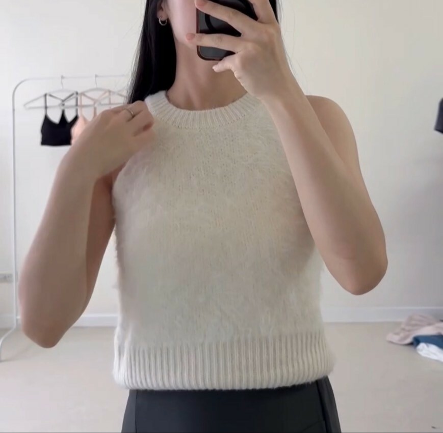 水貂毛削肩背心（現貨）