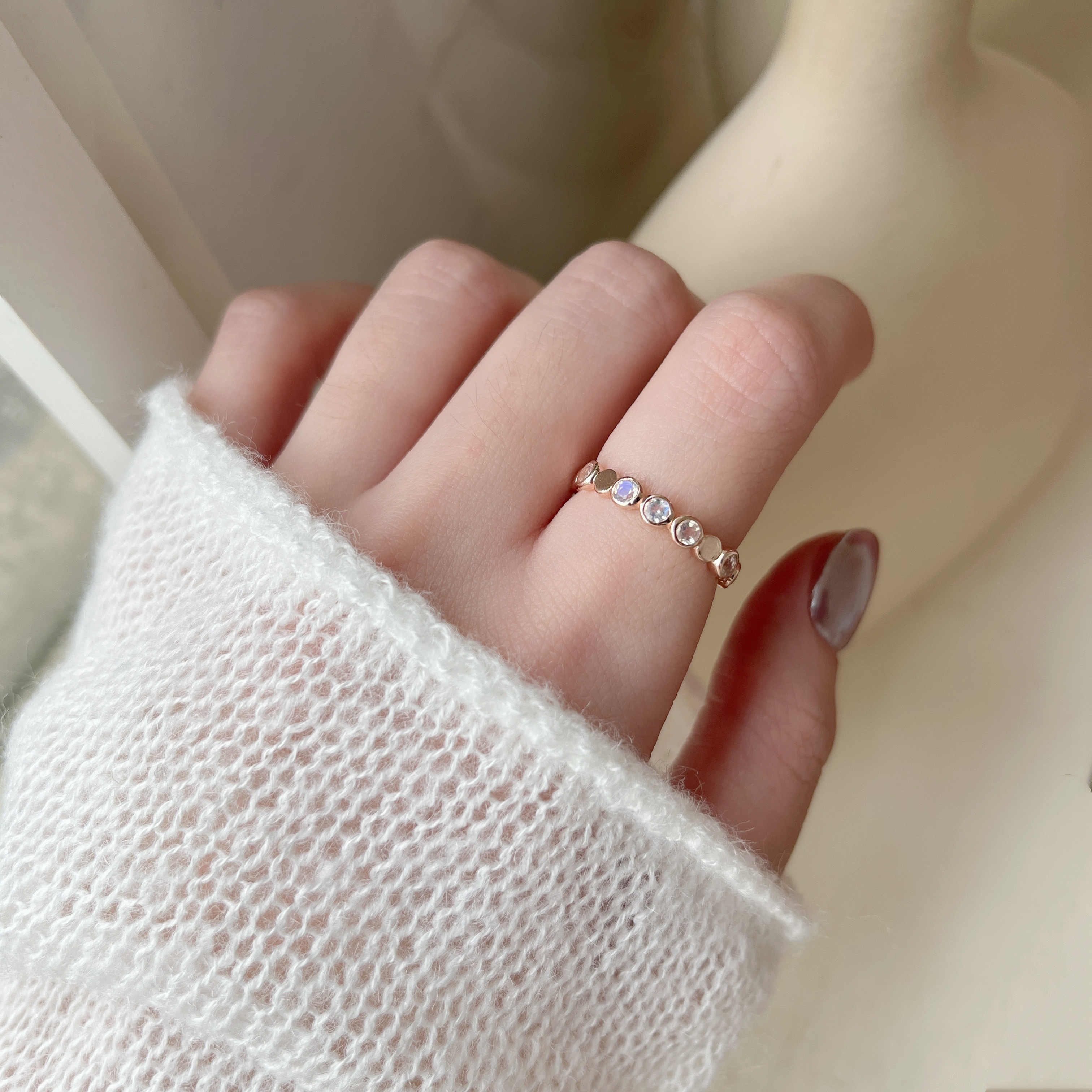 HaloFlow月光石戒指