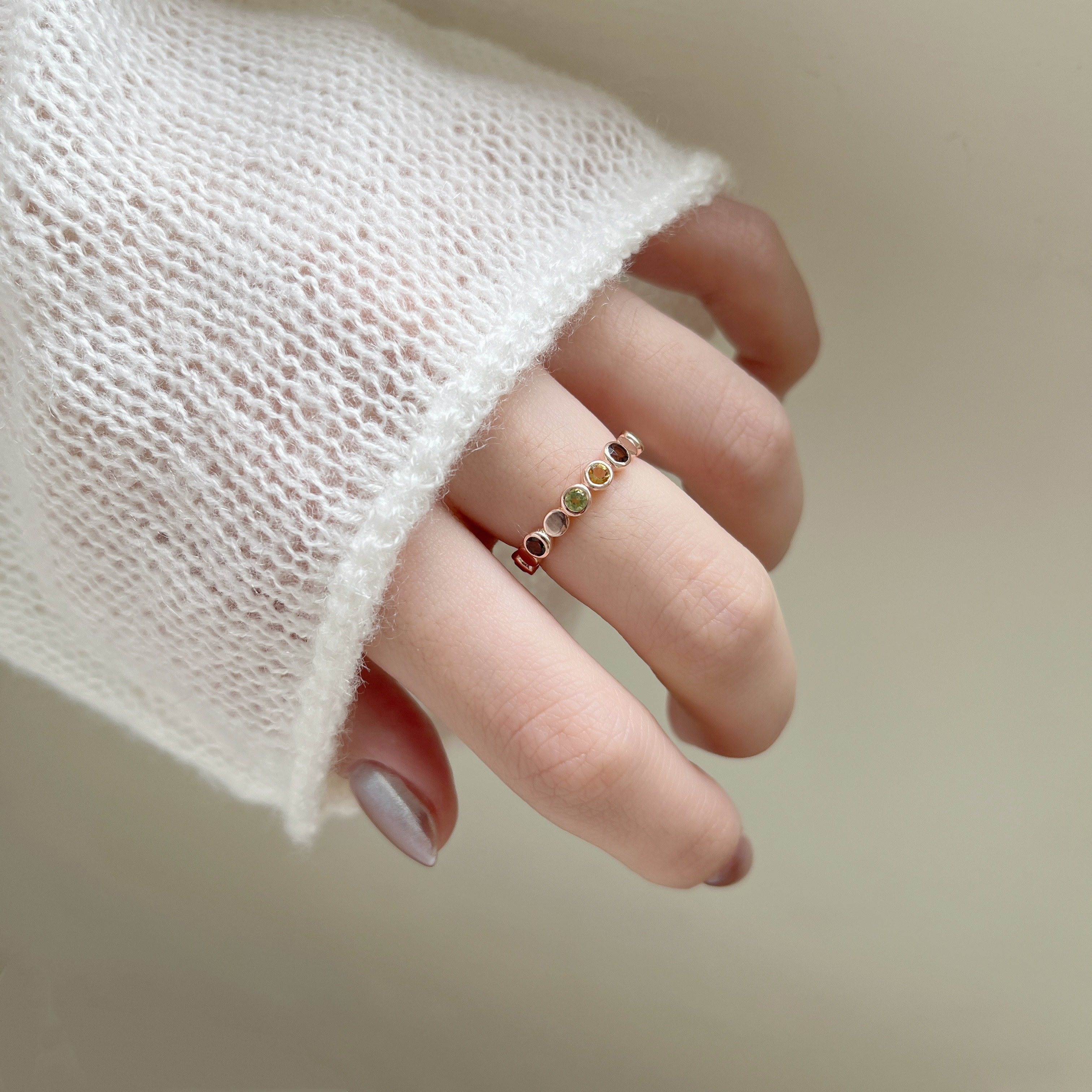 HaloFlow黃茶水晶戒指