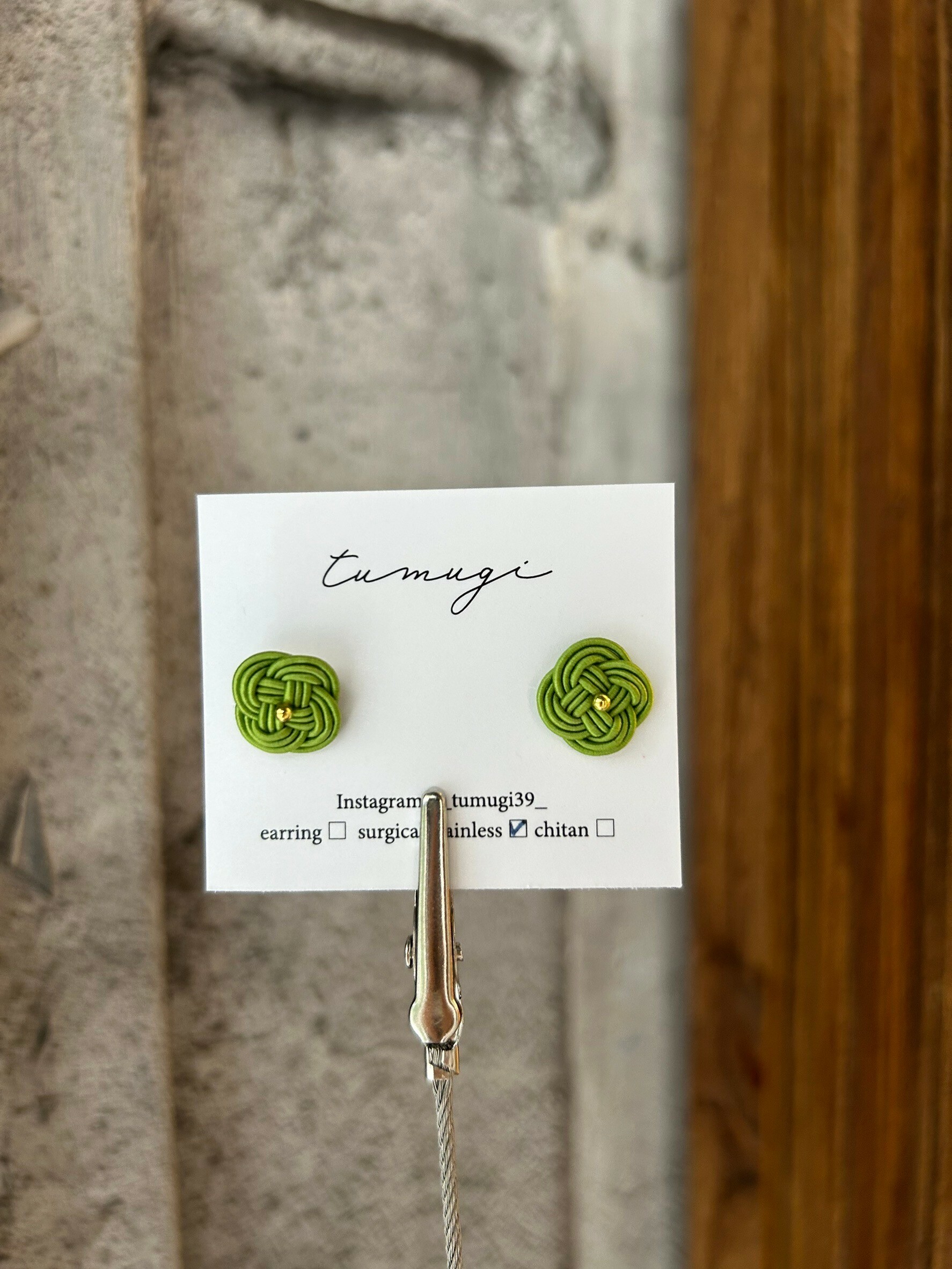 [TUMUGI] 水引小花耳環 | 京都草色 | 耳針 | NO.111