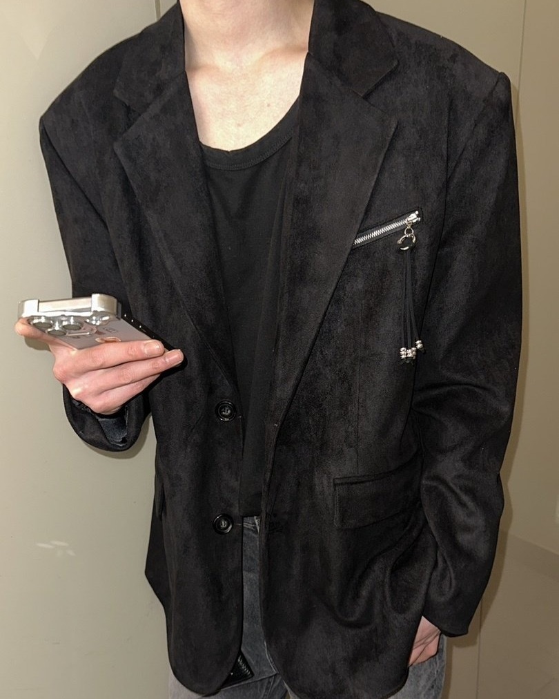 夏倫麂皮拉鍊夾克