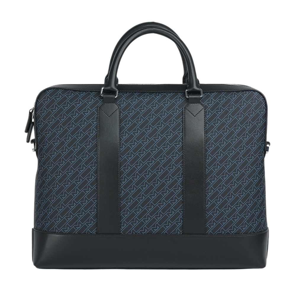 【MONT BLANC】M Gram 4810 系列薄款滿版標誌二用公事包(黑色/藍色)127409