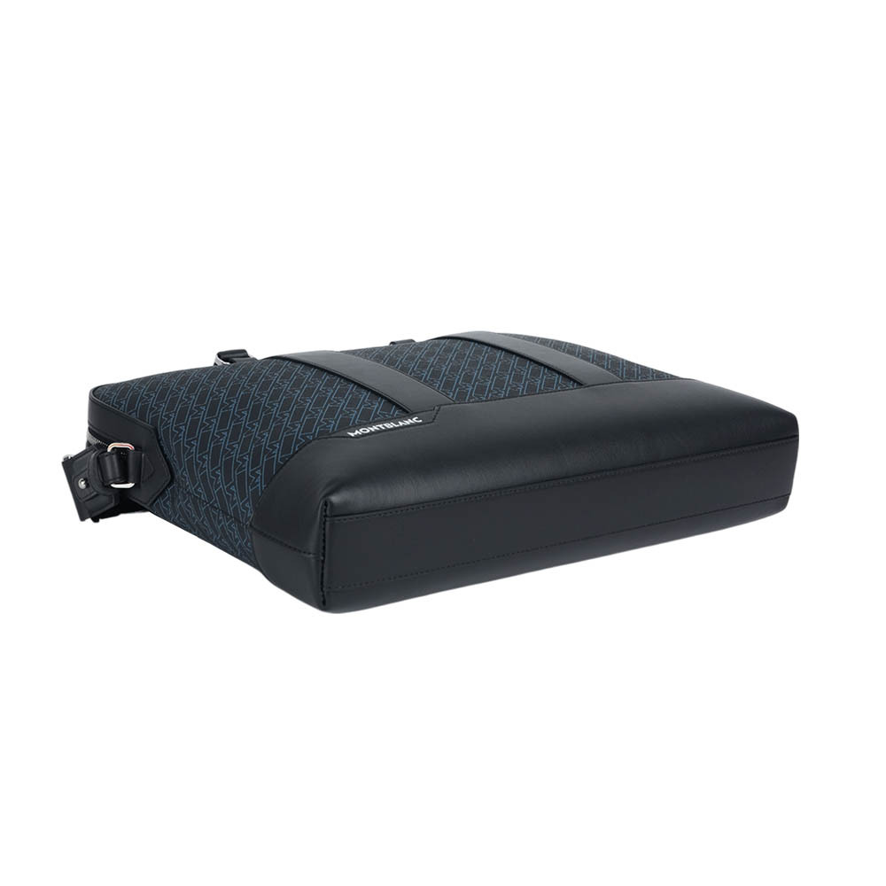 【MONT BLANC】M Gram 4810 系列薄款滿版標誌二用公事包(黑色/藍色)127409