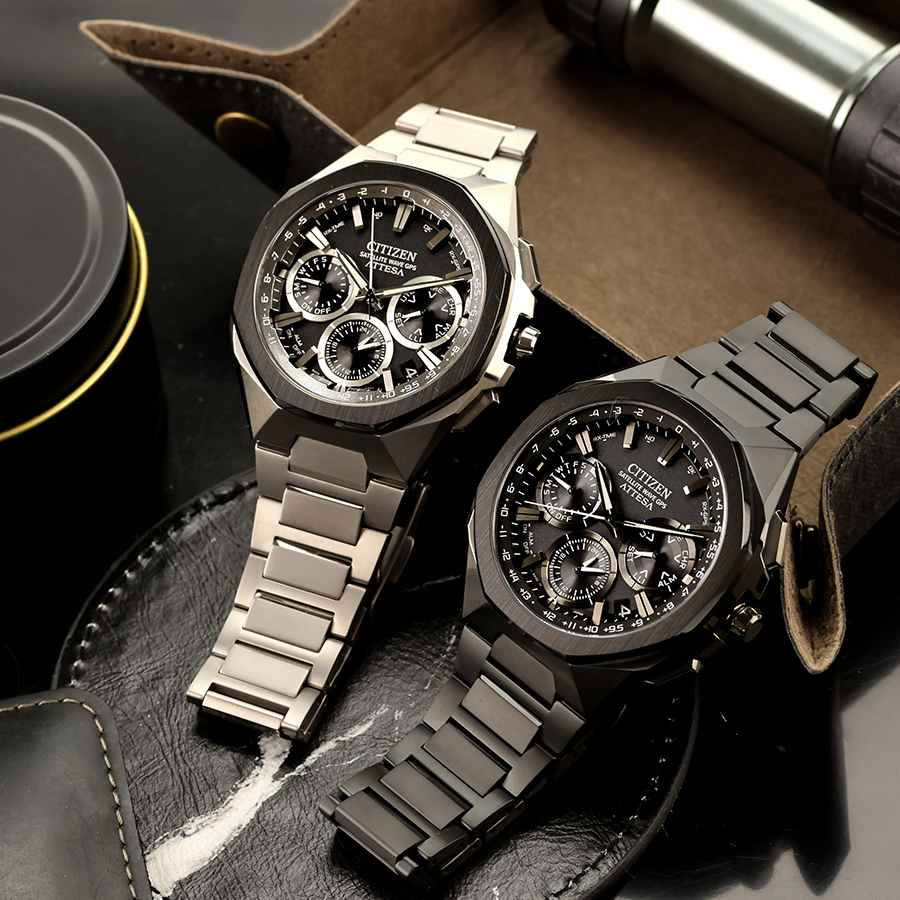 日本製造 CITIZEN 星辰表 ATTESA , 陶瓷錶圈 光動能電波時計手錶 Attesa Eco-Drive Radio Super titanium men's watch CC4104-53E , CC4105-69E