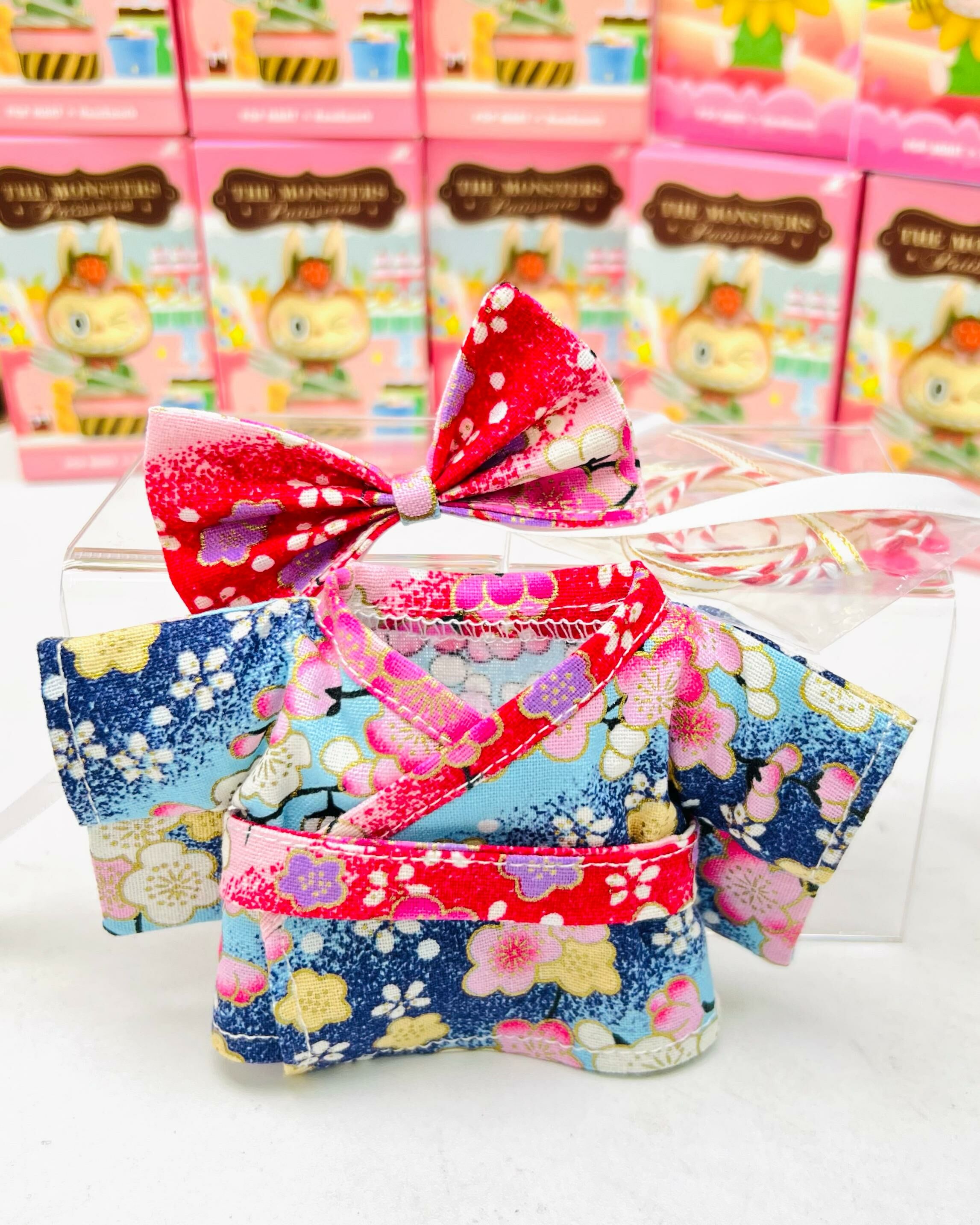 Doll Outfit Traditional & Fancy T14-Kimono Sakura Blue