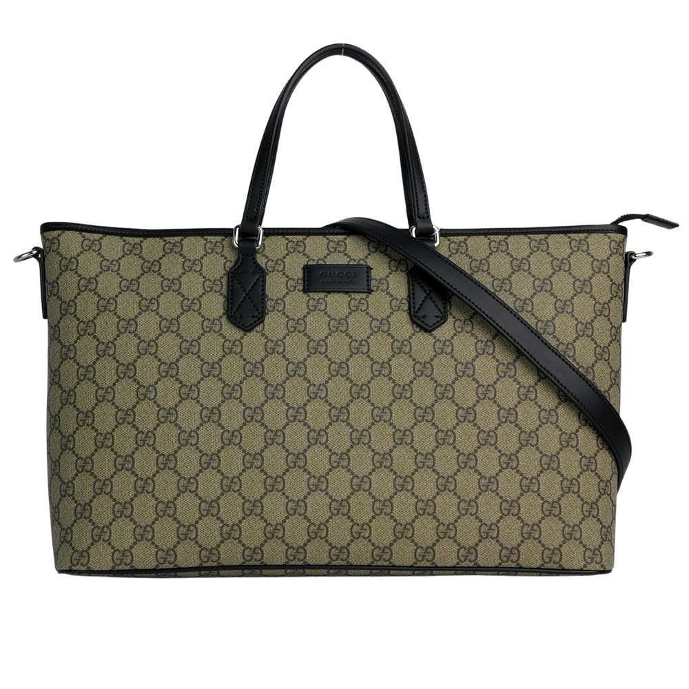 【GUCCI】Eden 塗層帆布及皮革大款二用托特包(烏木色/黑色)779866 K5RMN 9769