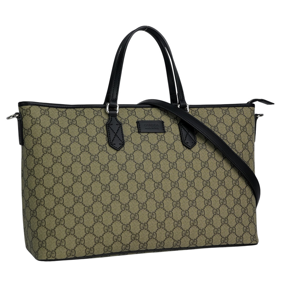 【GUCCI】Eden 塗層帆布及皮革大款二用托特包(烏木色/黑色)779866 K5RMN 9769