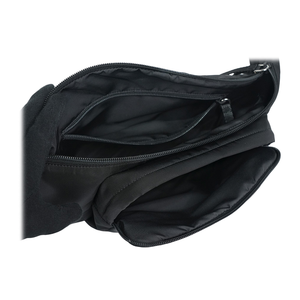 【PRADA】三角牌Logo 拉鍊口袋尼龍腰包(黑色)2VL005 2A6D F0002