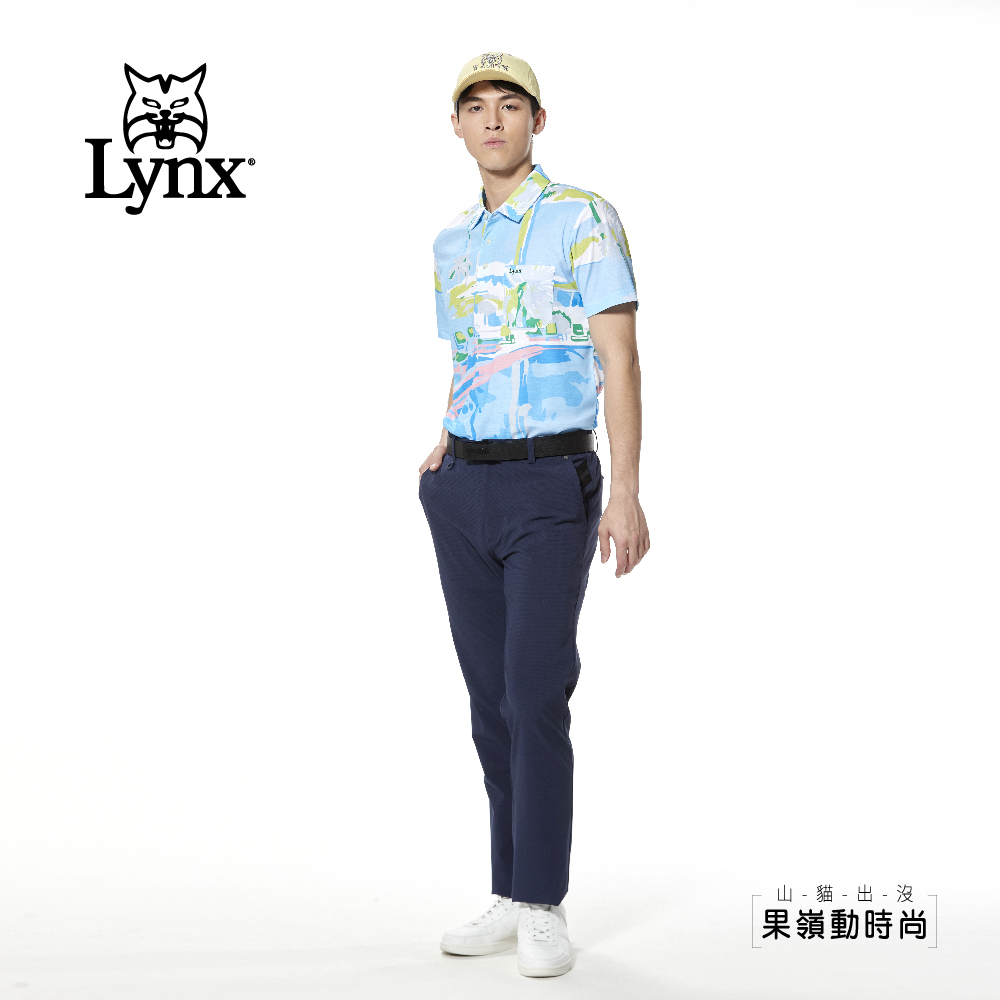 【Lynx Golf】吸排雙面組織海灘風情胸袋POLO衫/高爾夫球衫