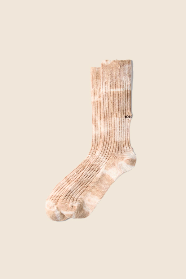 ROTOTO - R1603 TIE DYE RIBBED CREW 襪（卡其色）