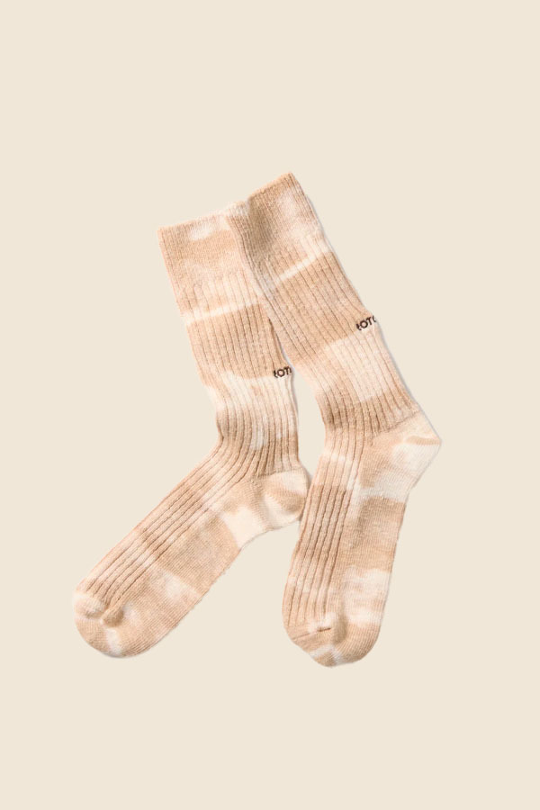 ROTOTO - R1603 TIE DYE RIBBED CREW 襪（卡其色）