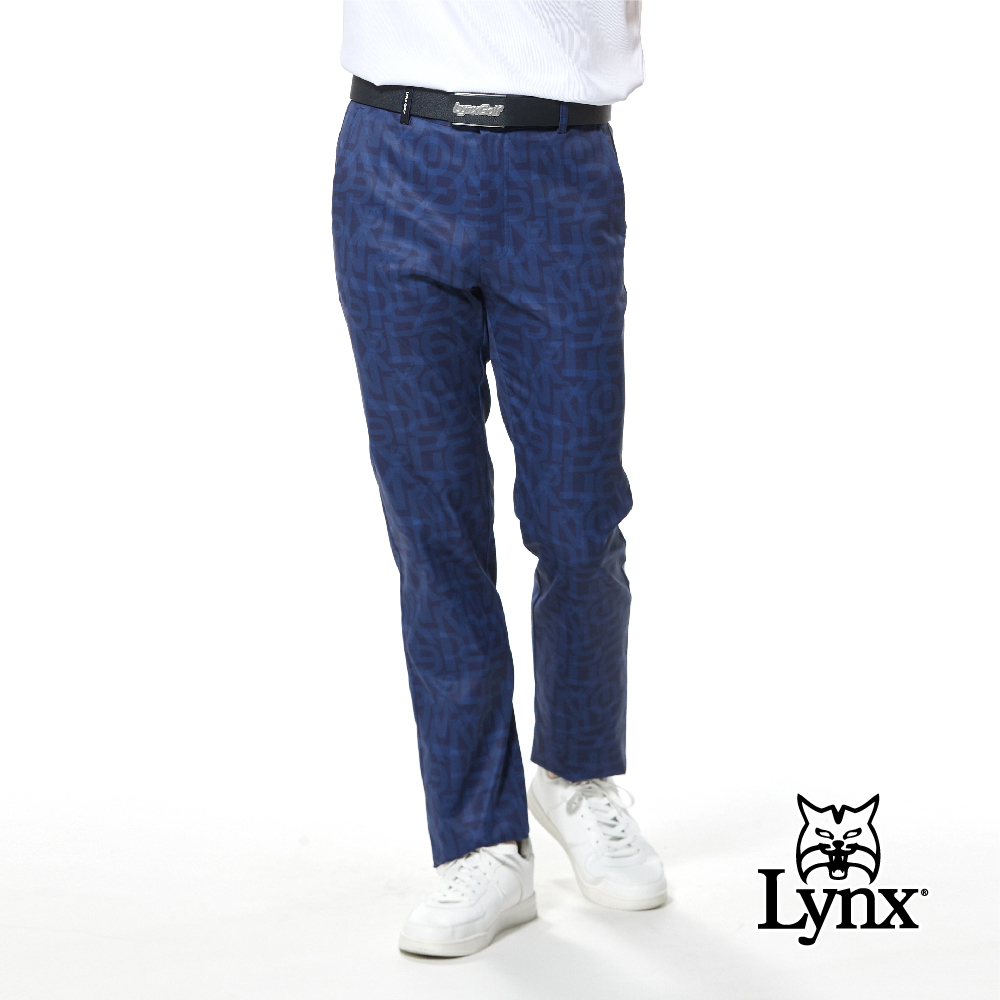 【Lynx Golf】防潑水Lynx Golf印花褲耳織帶平口休閒長褲