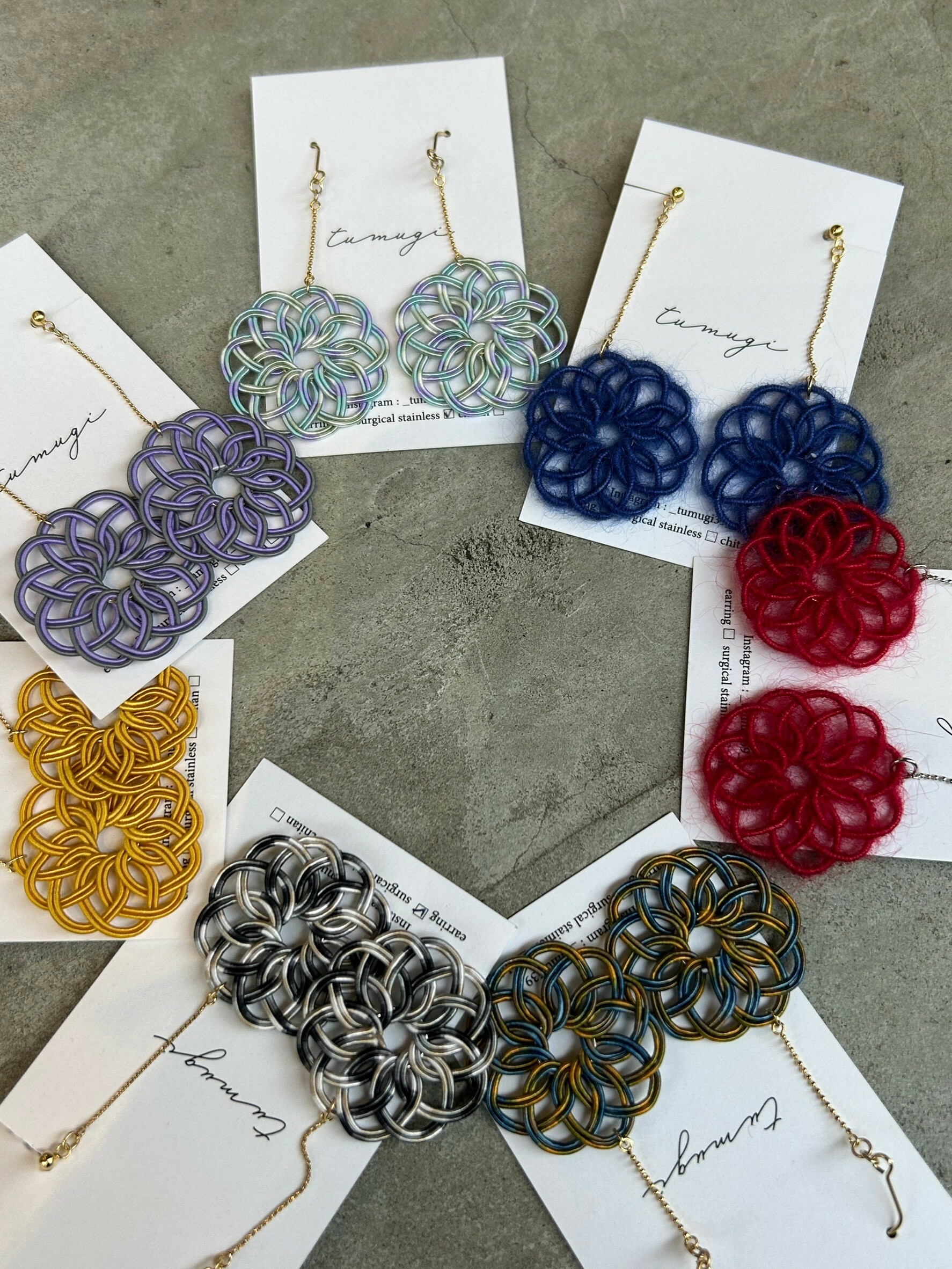 [TUMUGI] 水引花火耳環 | 白橡 | 耳夾 | NO.31