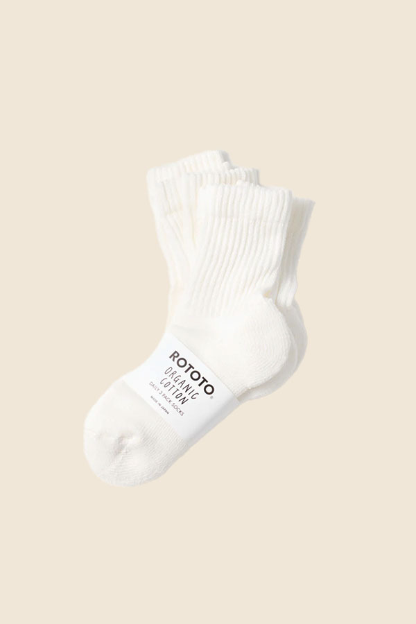 ROTOTO - R1522 基本款中筒襪（三件組）純白