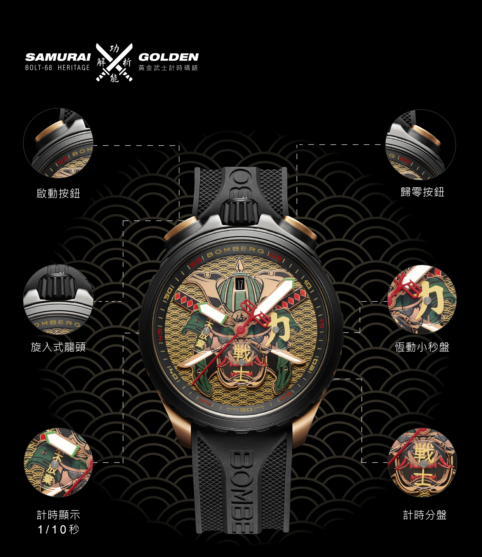 BOMBERG  Bolt-68 SAMURAI-GOLDEN 黃金武士