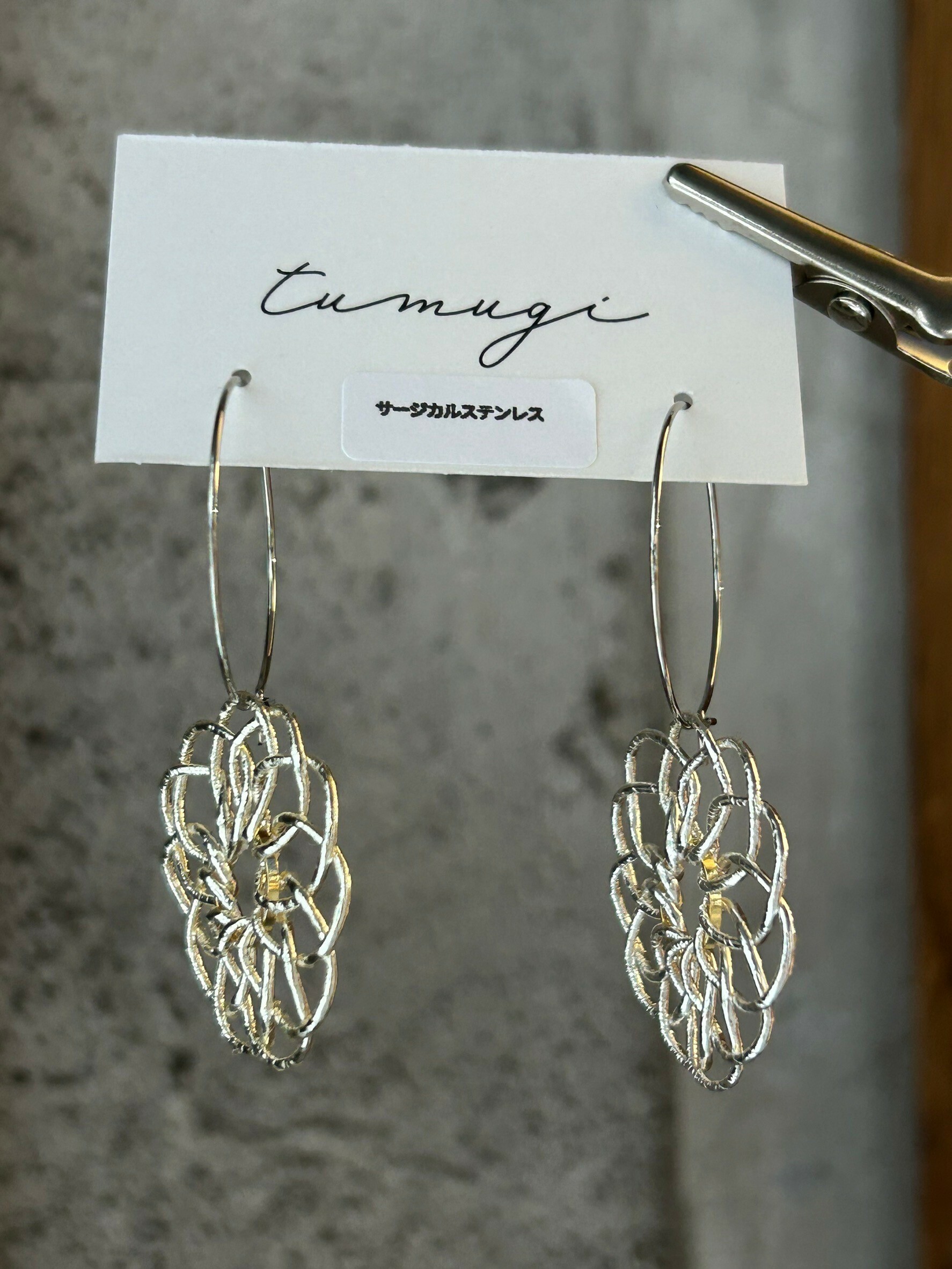 [TUMUGI] 水引花火圈圈耳環 | 銀色 | 耳針 | NO.113