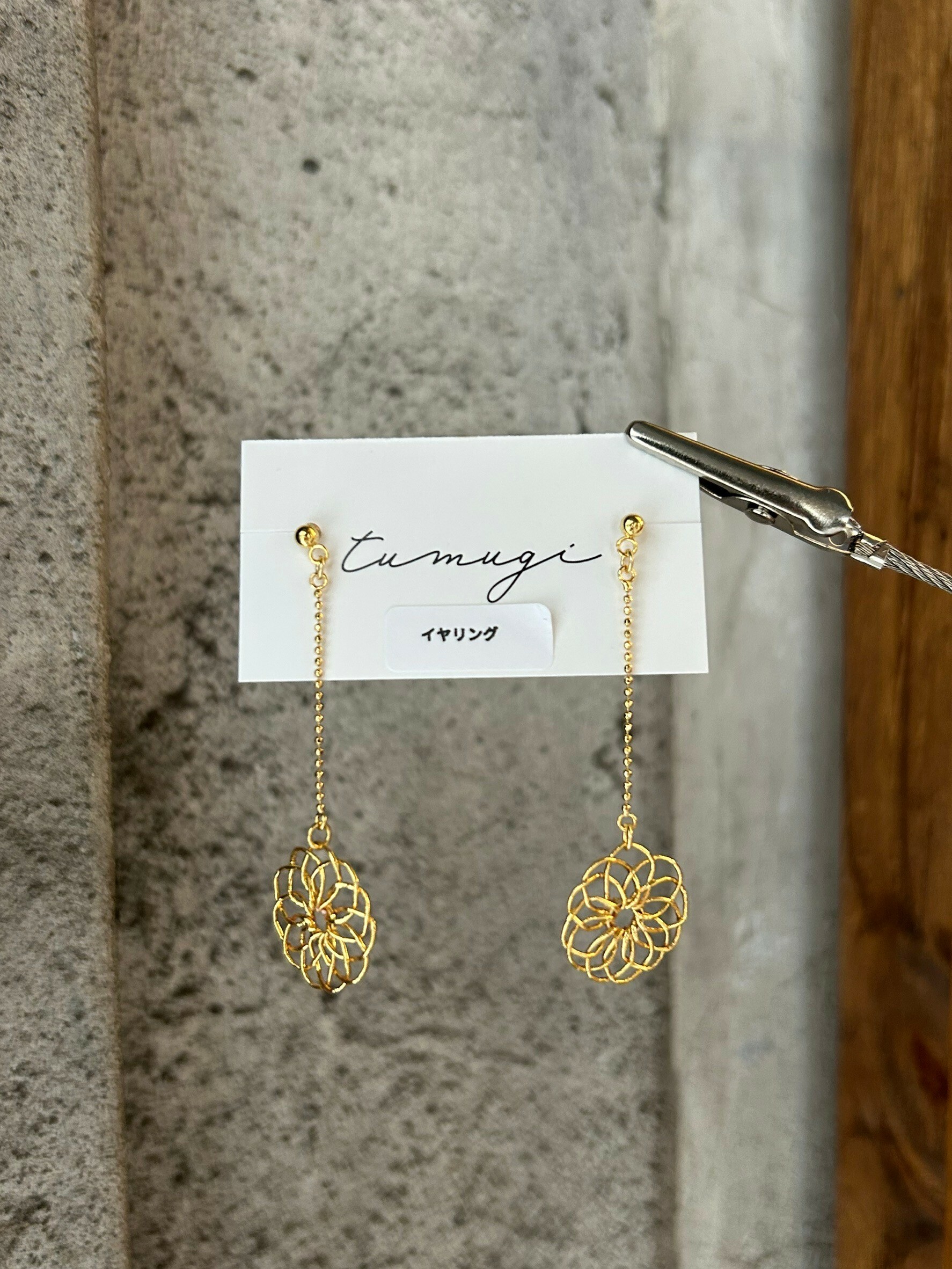 [TUMUGI] 水引花火耳環mini | 金色 | 耳夾 | NO.116