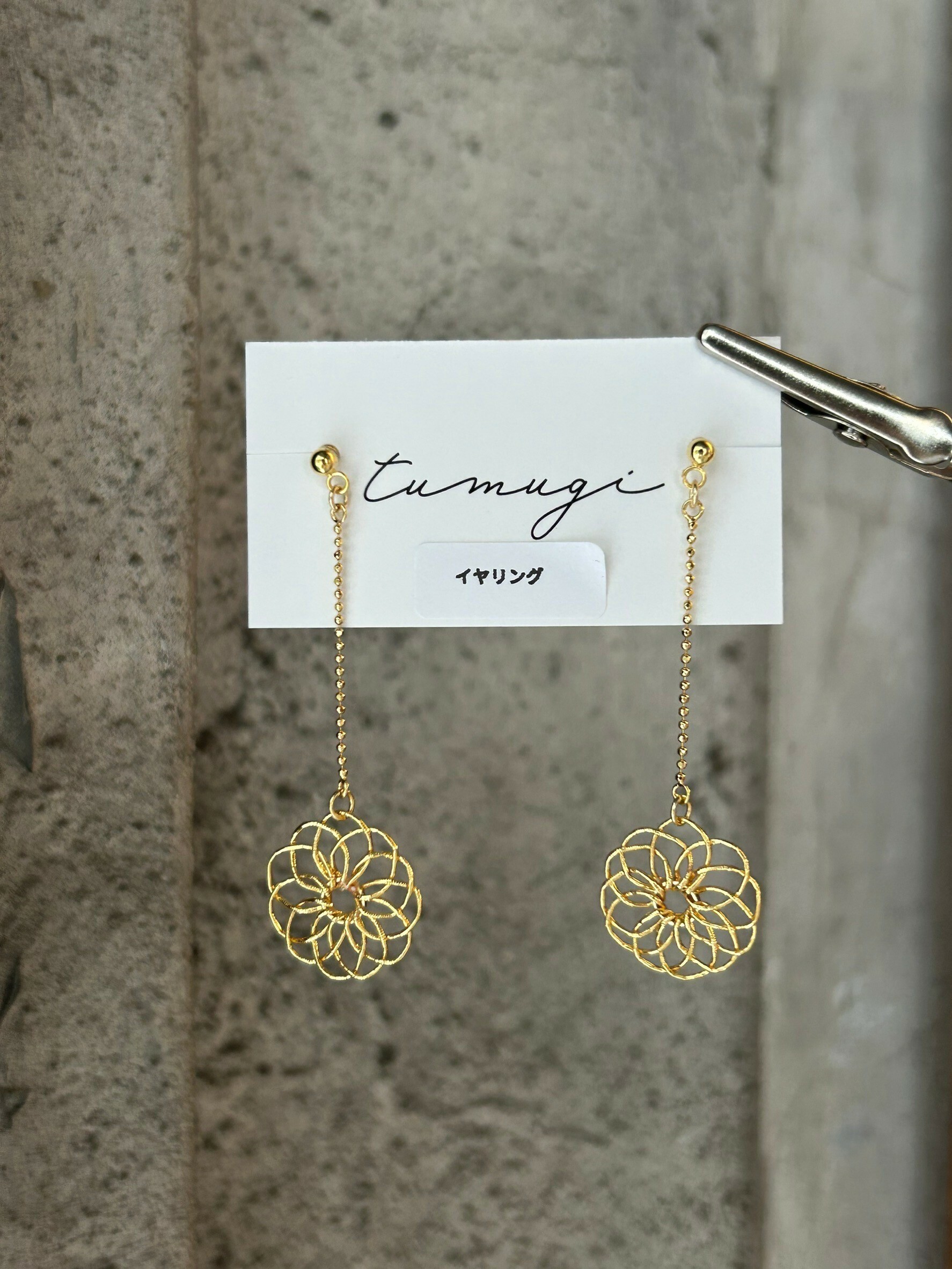 [TUMUGI] 水引花火耳環mini | 金色 | 耳夾 | NO.116