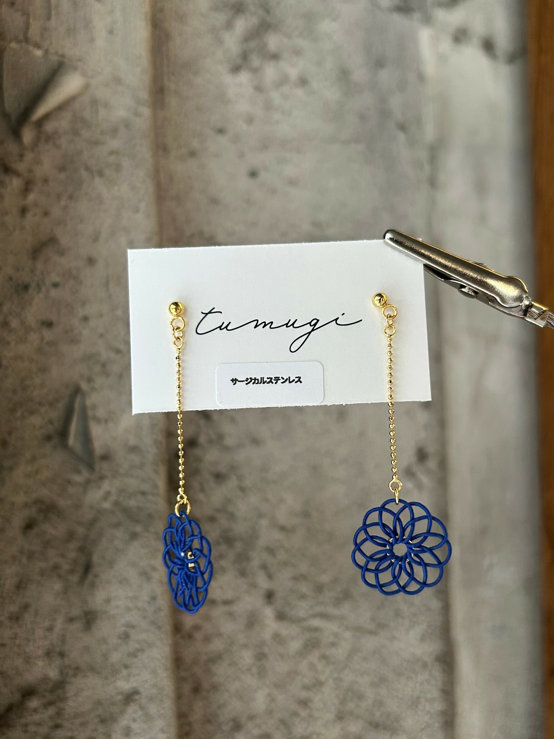 [TUMUGI] 水引花火耳環mini | 武士藍 | 耳針 | NO.117