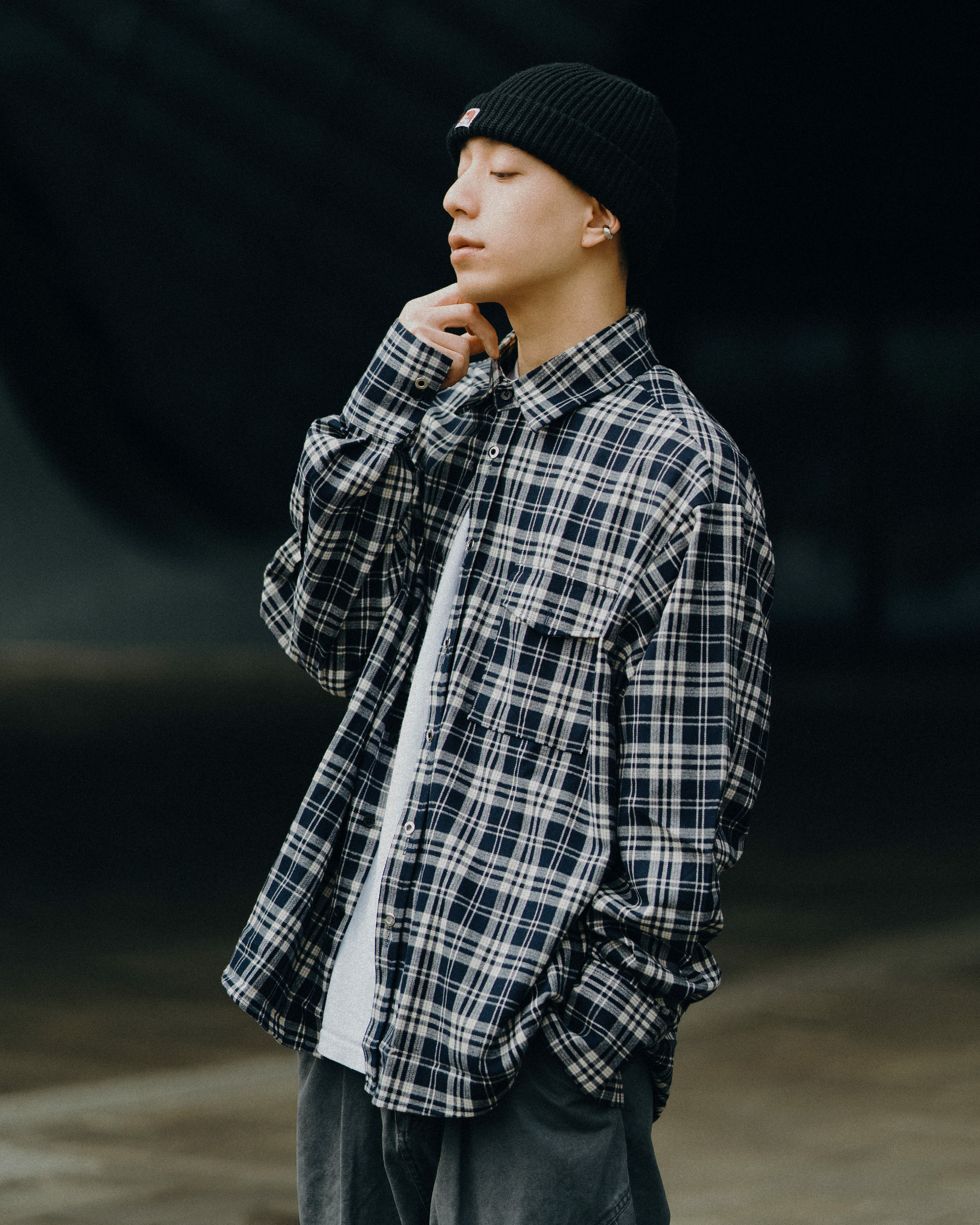OurPick Plaid pocket LS Shirts 日系口袋藍格紋長袖襯衫
