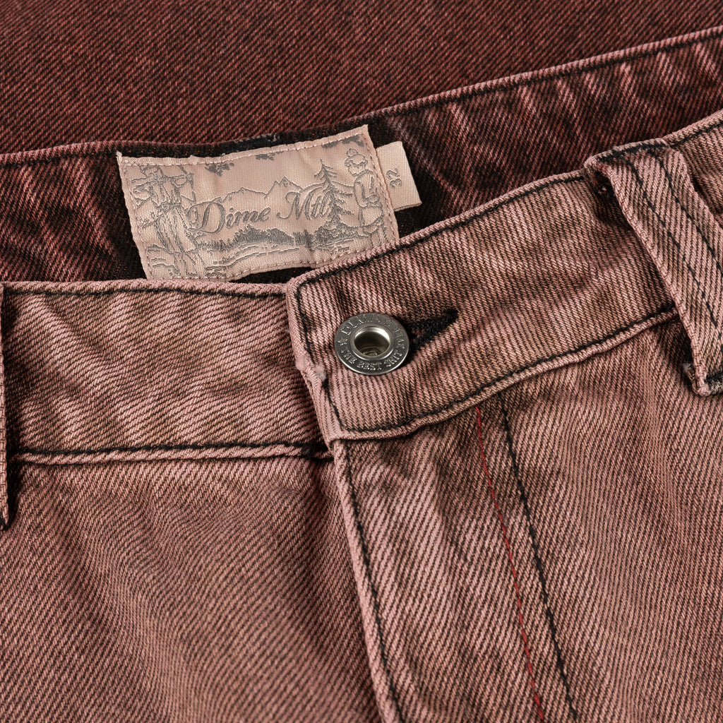 DIME｜Classic Relaxed Denim Pants ''Dipped sandblasted burgundy''