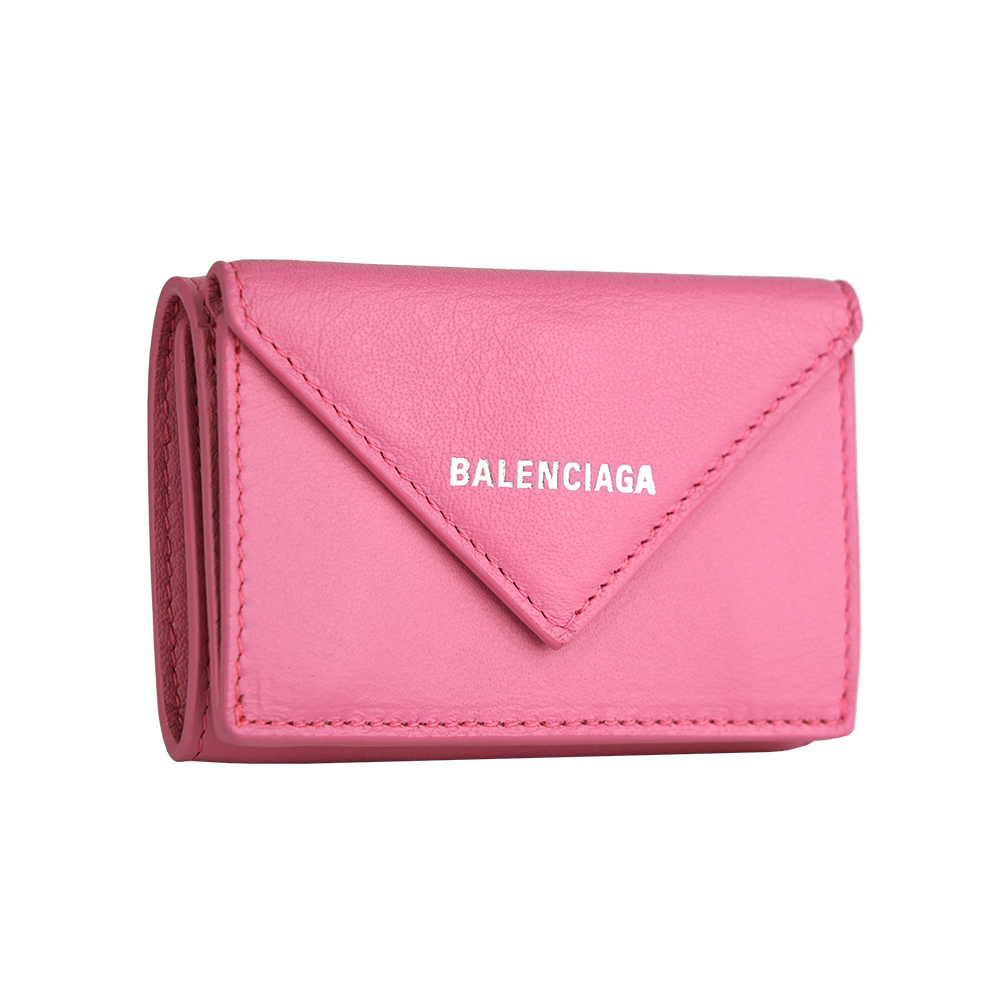 【BALENCIAGA】Papier 小牛皮迷你三折短夾(粉色)391446 DLQ0N 5503