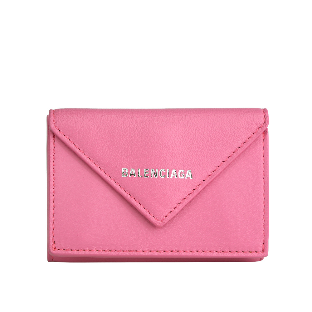 【BALENCIAGA】Papier 小牛皮迷你三折短夾(粉色)391446 DLQ0N 5503