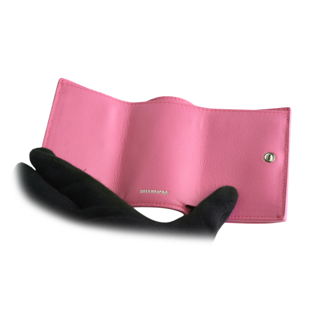 【BALENCIAGA】Papier 小牛皮迷你三折短夾(粉色)391446 DLQ0N 5503