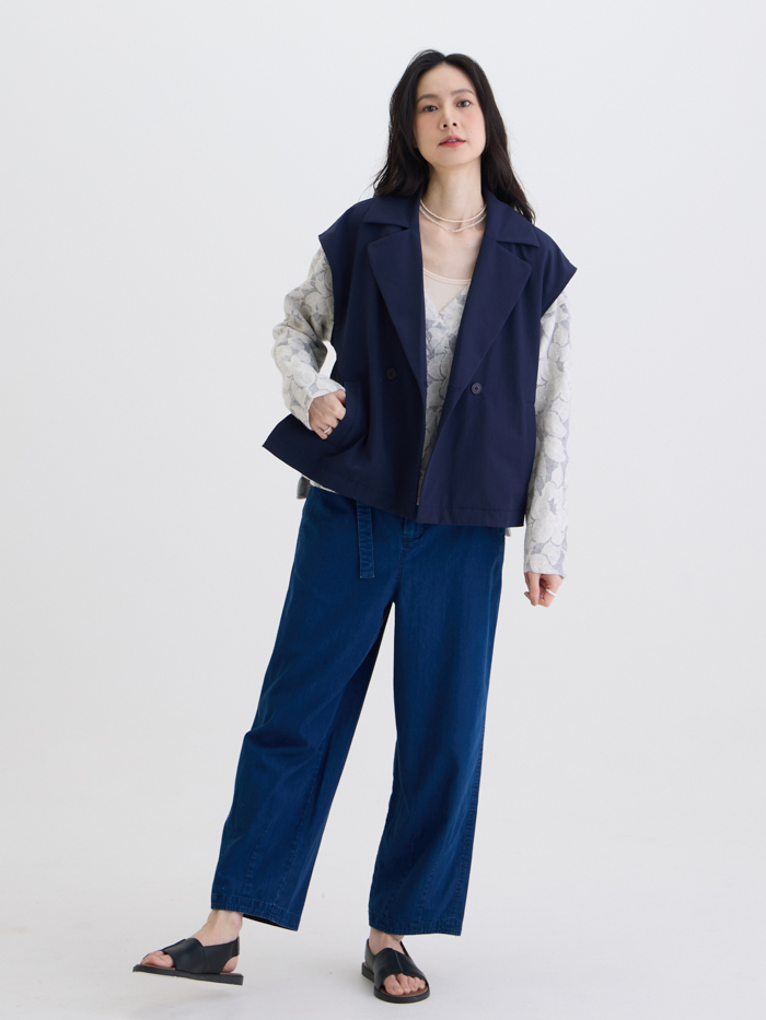 傑克西裝領背心罩衫-藏青