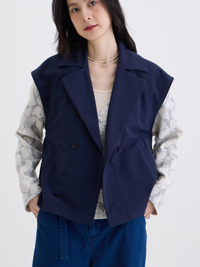 傑克西裝領背心罩衫-藏青