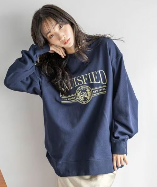 [現貨出清優惠] LOWRYS FARM  美國棉字母長袖上衣 海軍藍 F