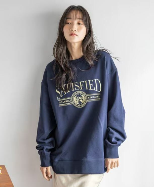 [現貨出清優惠] LOWRYS FARM  美國棉字母長袖上衣 海軍藍 F