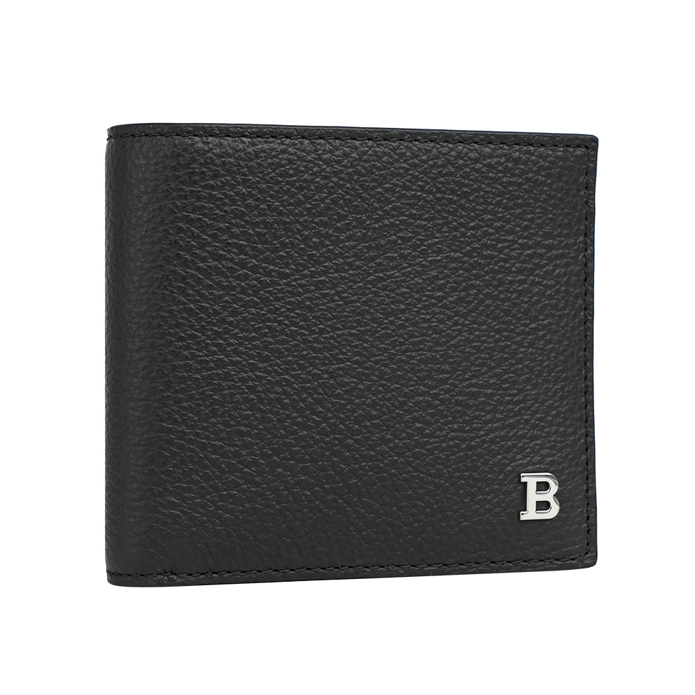 【BALLY】Byie B Logo 銀字牛皮對開零錢袋短夾(巧克力色)6306303001