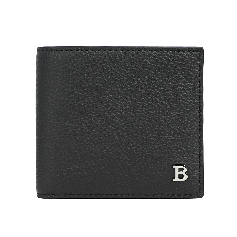 【BALLY】Byie B Logo 銀字牛皮對開零錢袋短夾(巧克力色)6306303001