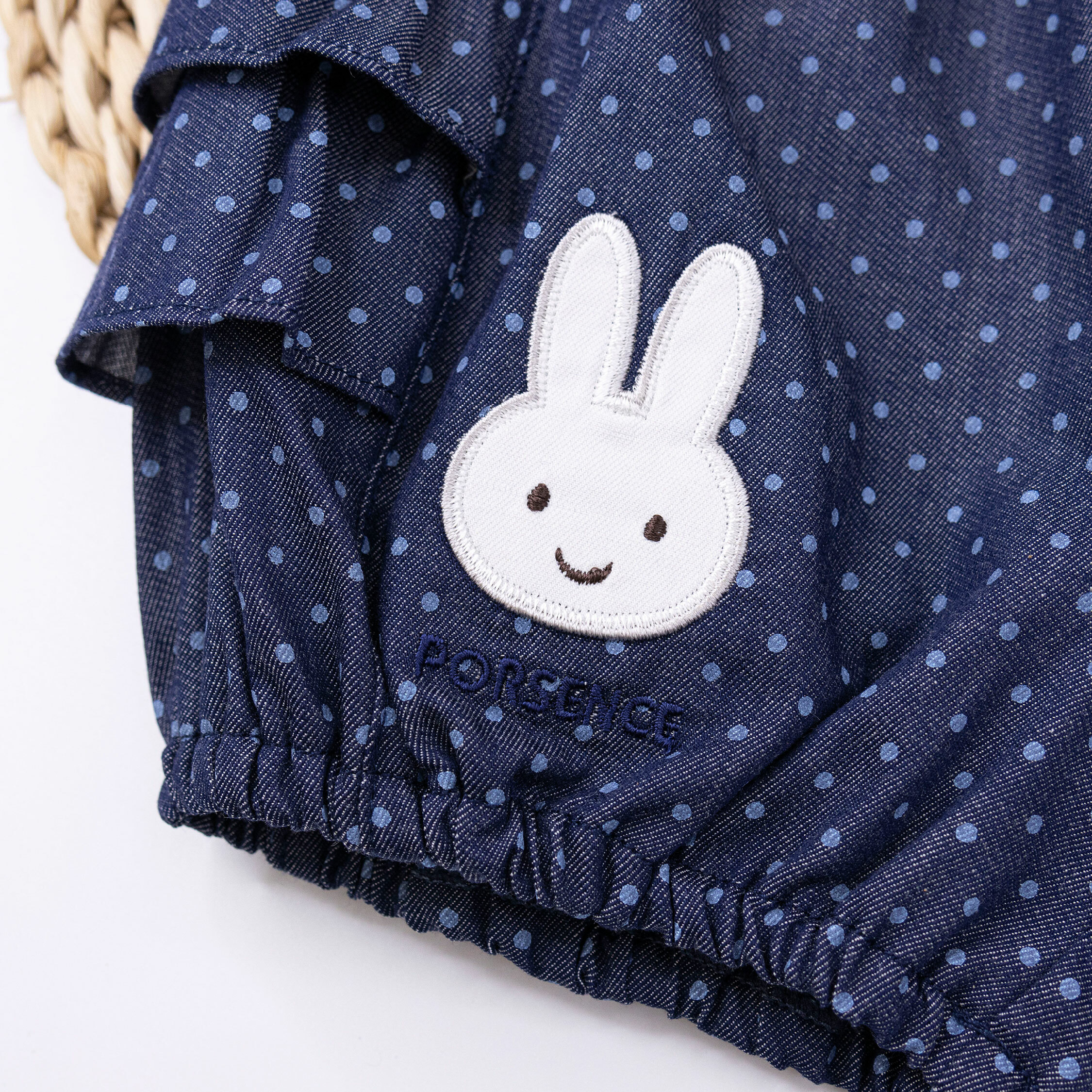 波紳士【12061】可愛兔兔荷葉拼接點點短褲