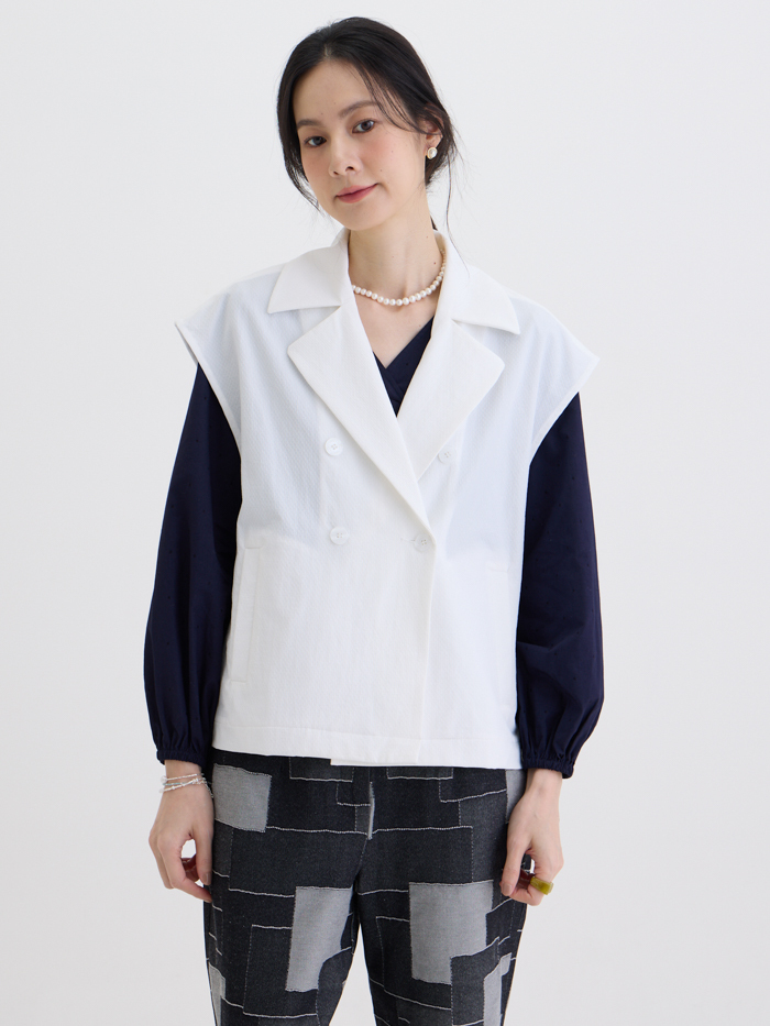 傑克西裝領背心罩衫-日晨