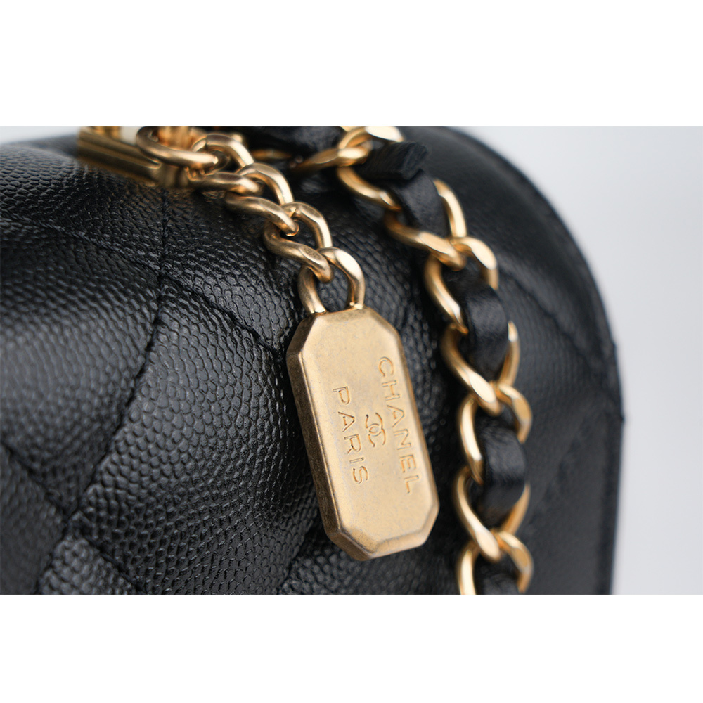 【CHANEL 】金色CC Logo 菱格紋風琴式翻蓋手提/斜背二用包(黑色)AS4286 B13697  94305