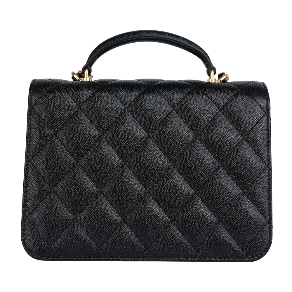 【CHANEL 】金色CC Logo 菱格紋風琴式翻蓋手提/斜背二用包(黑色)AS4286 B13697  94305